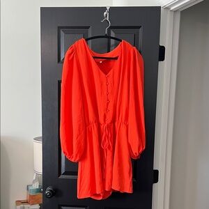 Vibrant Orange Button-Down Dress